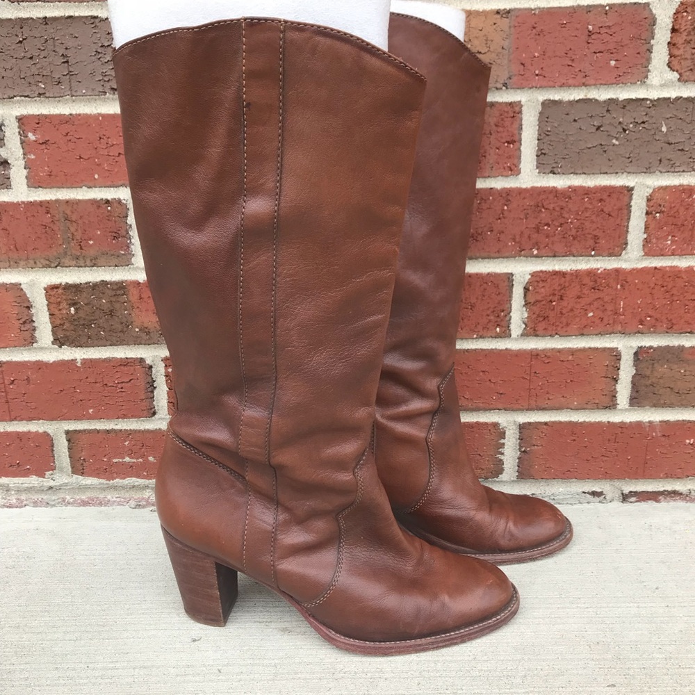 Michael Kors Brown Leather Western Boots 9.5 B - Picture 3 of 8